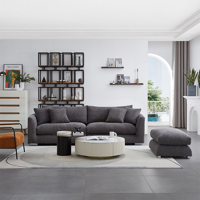 Aalto Boutique Grey Polyester Feathers Loveseat and Ottoman