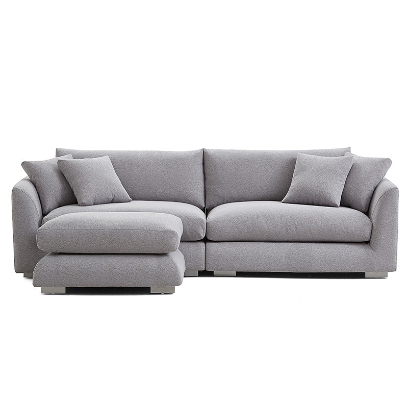 Aalto Boutique Light Grey Feathers Loveseat and Ottoman