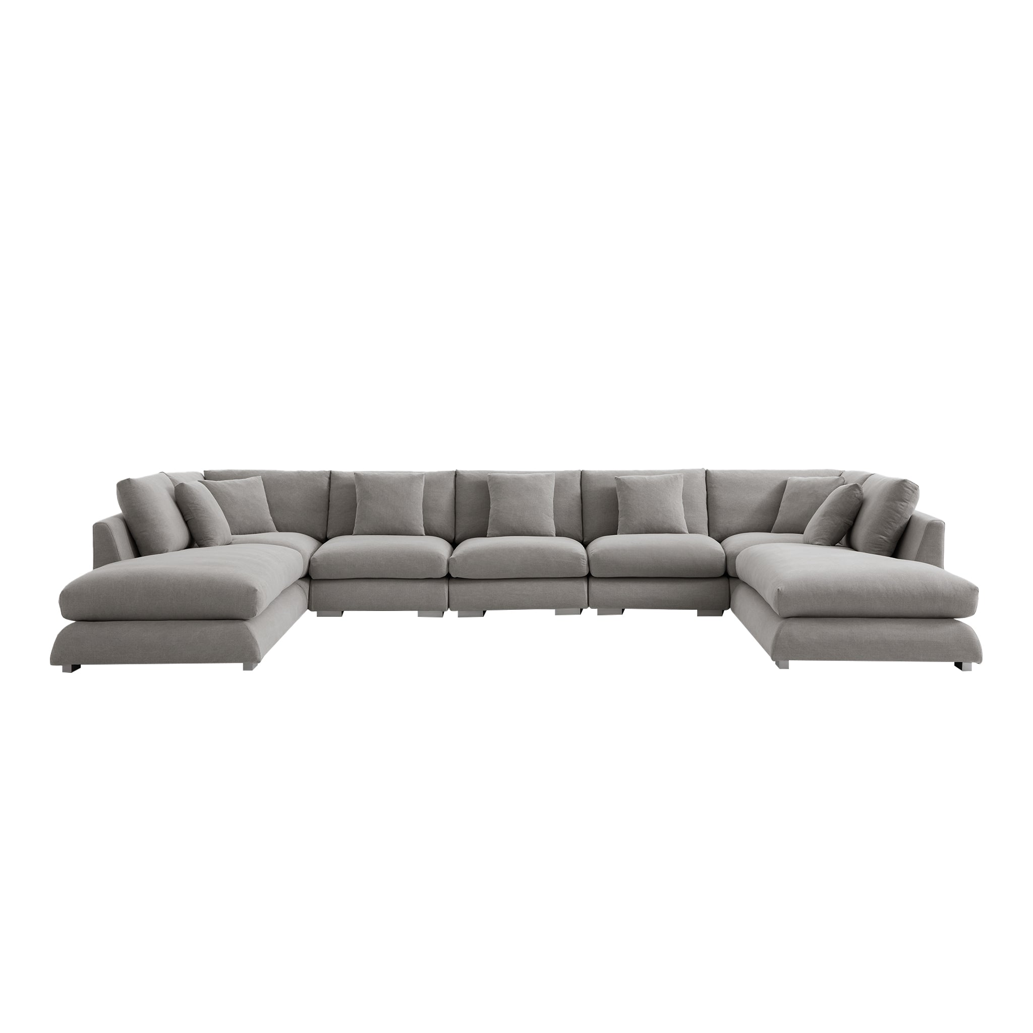 Aalto Boutique Gray Feathers U-Shaped Bumper Sectional