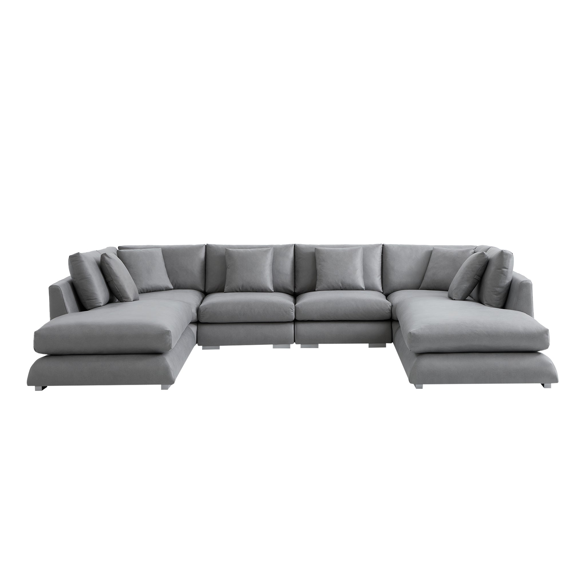 Aalto Boutique Smoky Gray Feathers U-Shaped Bumper Sectional