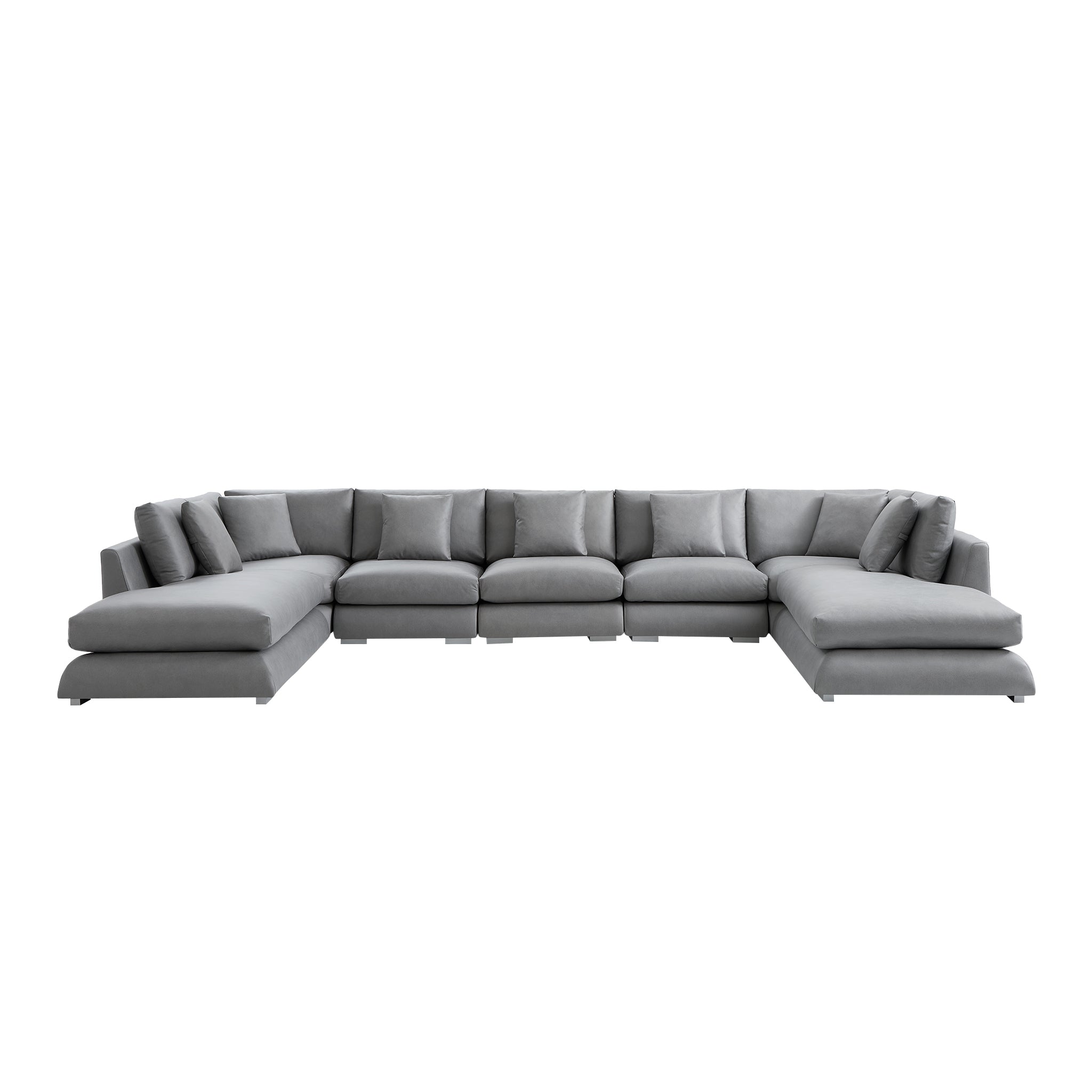 Aalto Boutique Smoky Gray Feathers U-Shaped Bumper Sectional