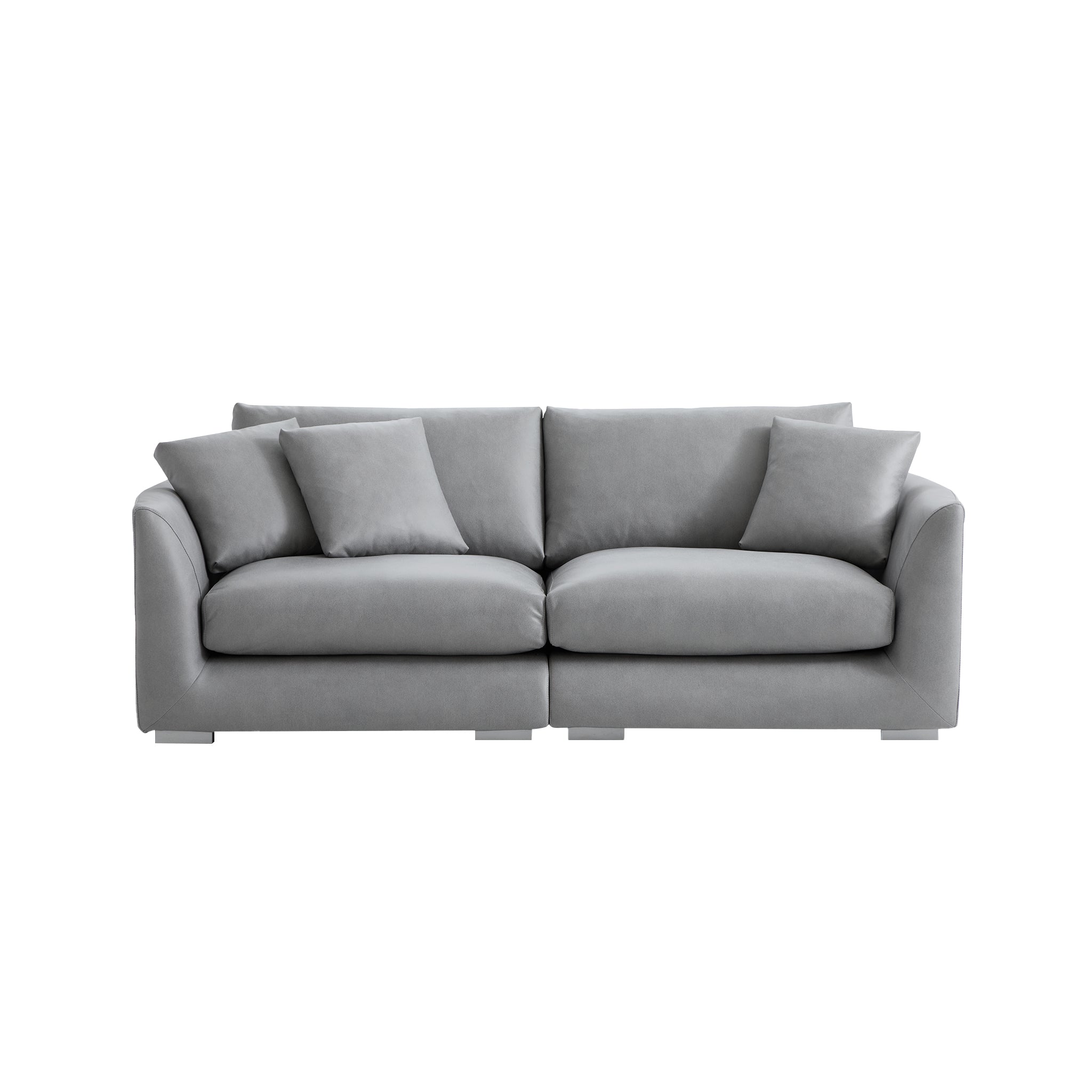 Aalto Boutique Smoky Gray Air Leather Feathers Sofa