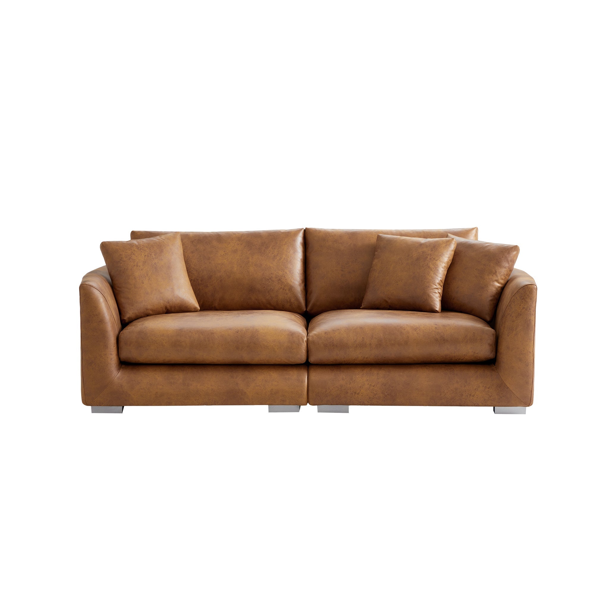 Aalto Boutique Tan Air Leather Feathers Sofa