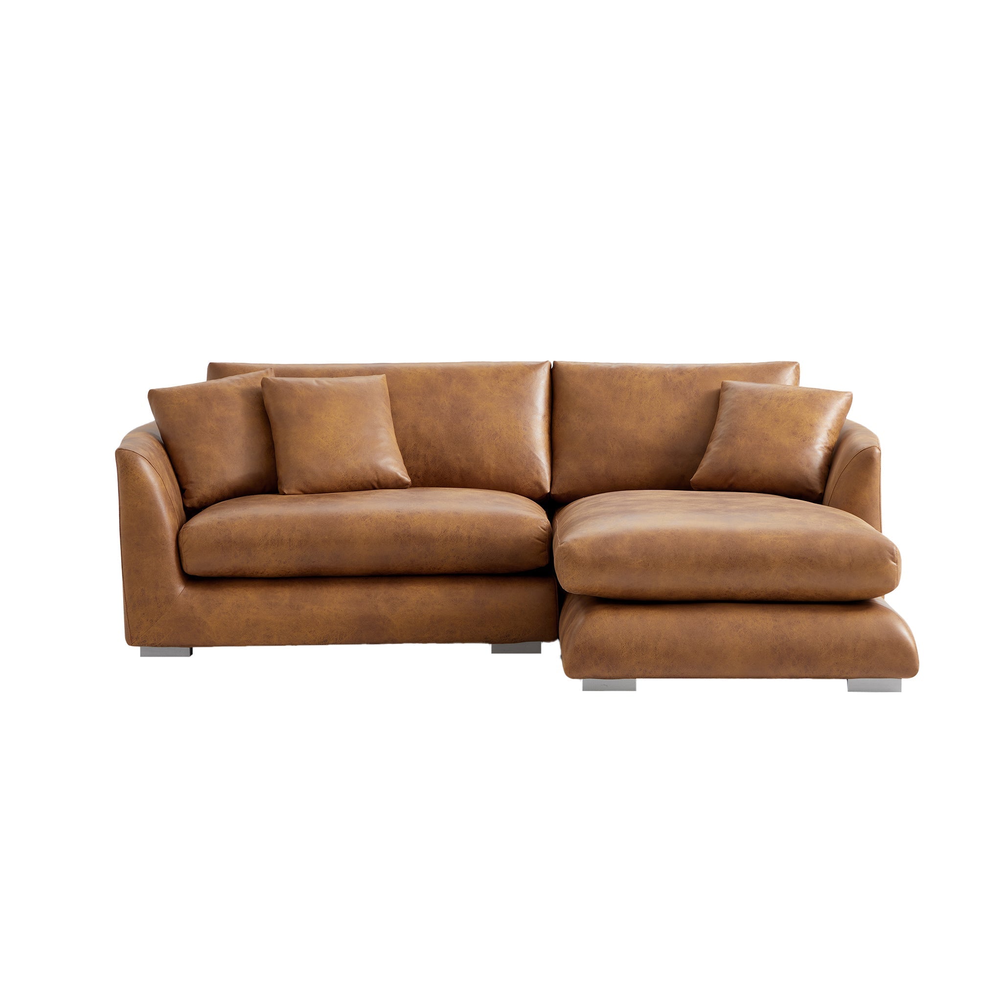 Aalto Boutique Tan Air Leather Feathers Sectional