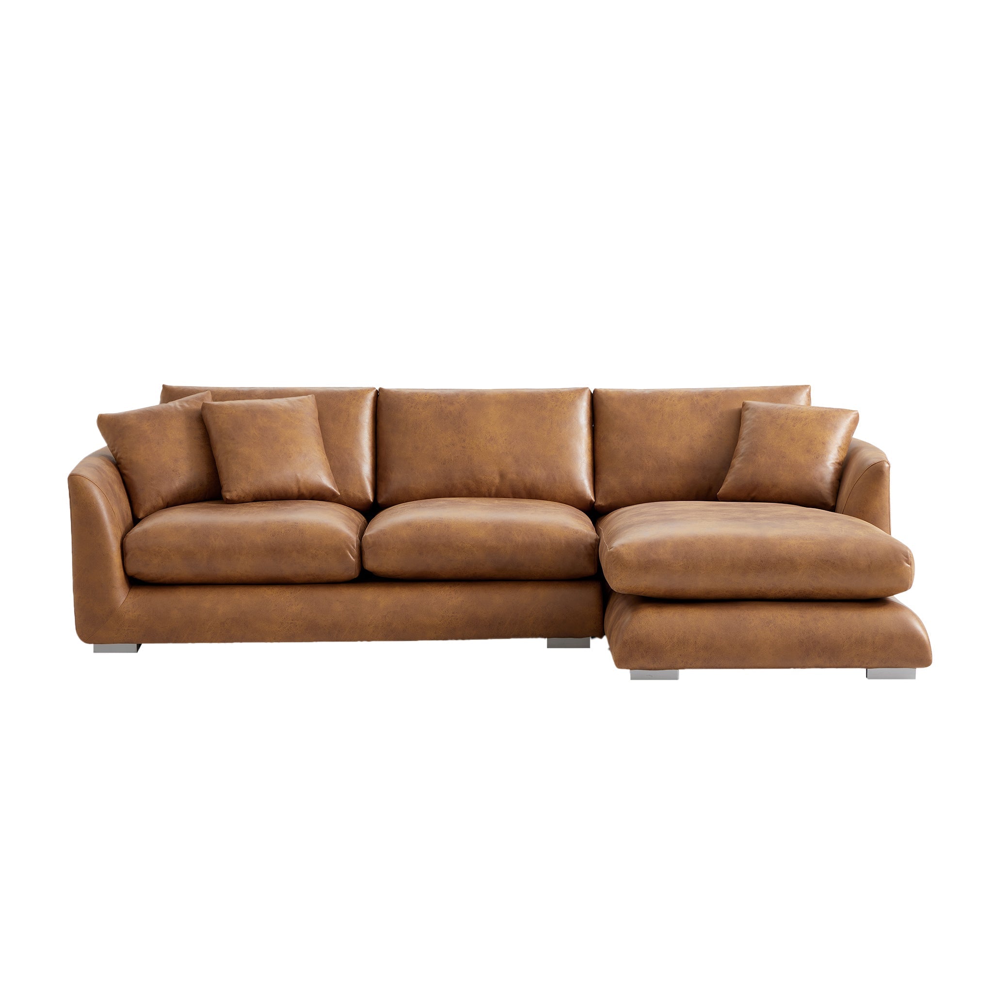 Aalto Boutique Tan Air Leather Feathers Sectional