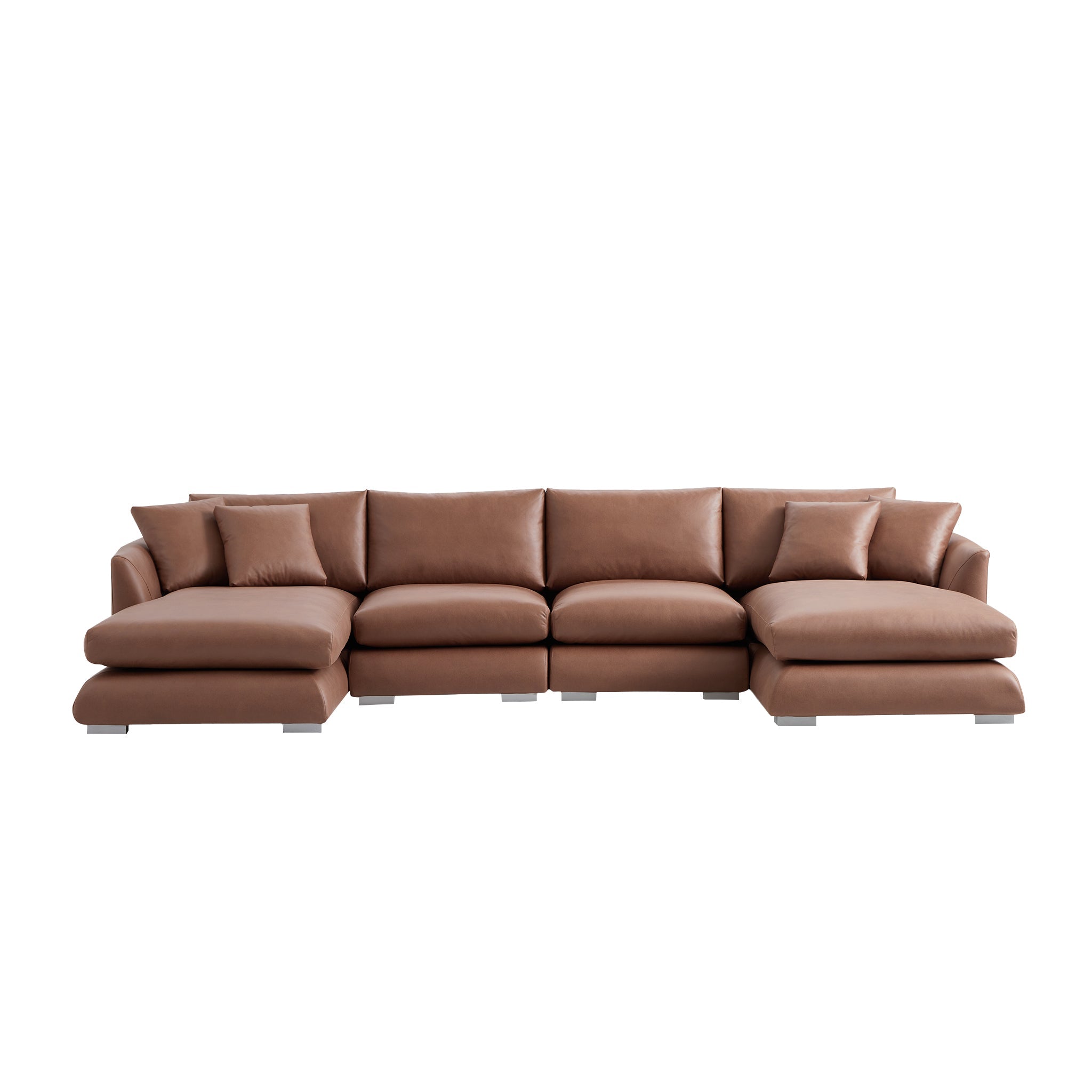 Aalto Boutique Dark Brown Air Leather Feathers U Sectional