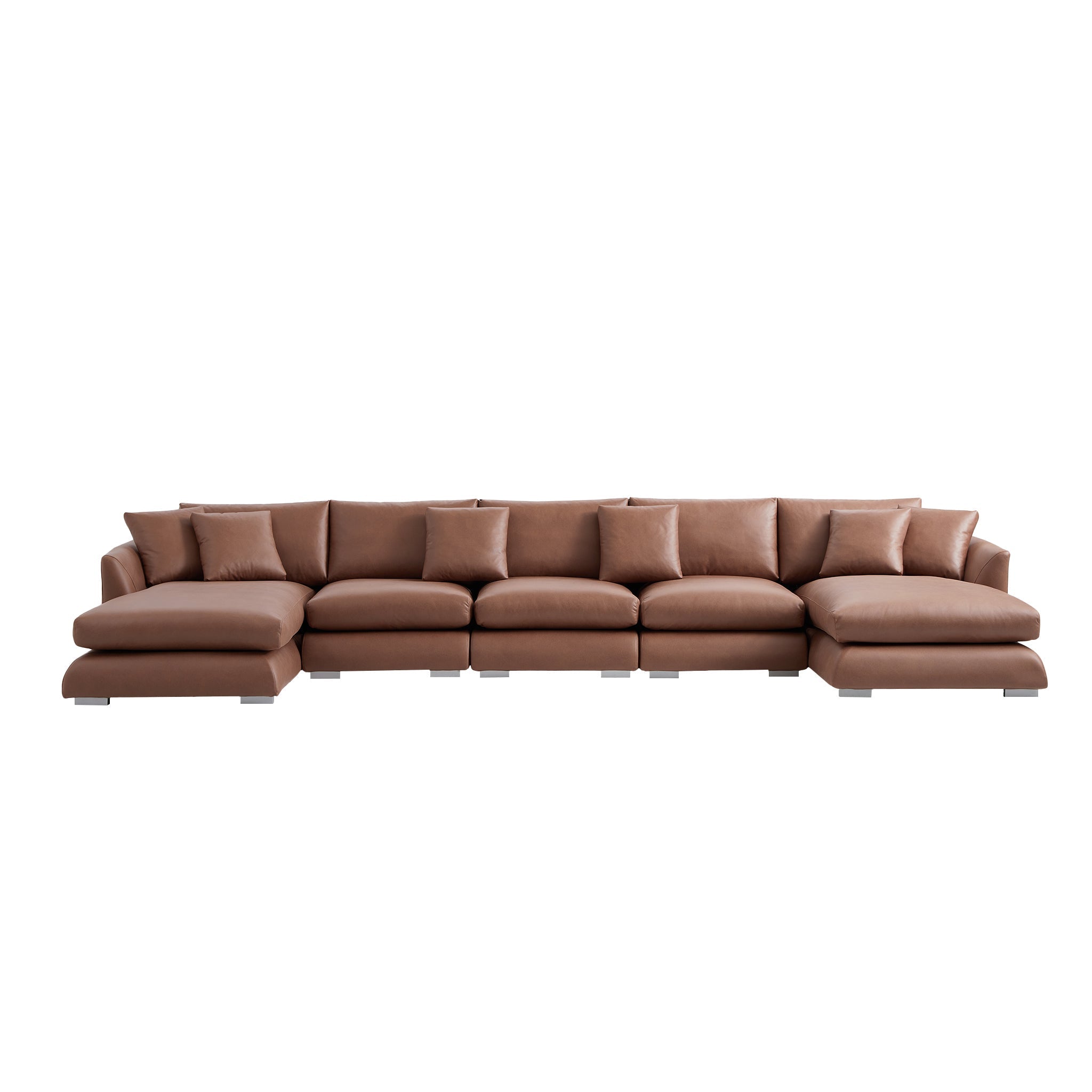 Aalto Boutique Dark Brown Air Leather Feathers U Sectional