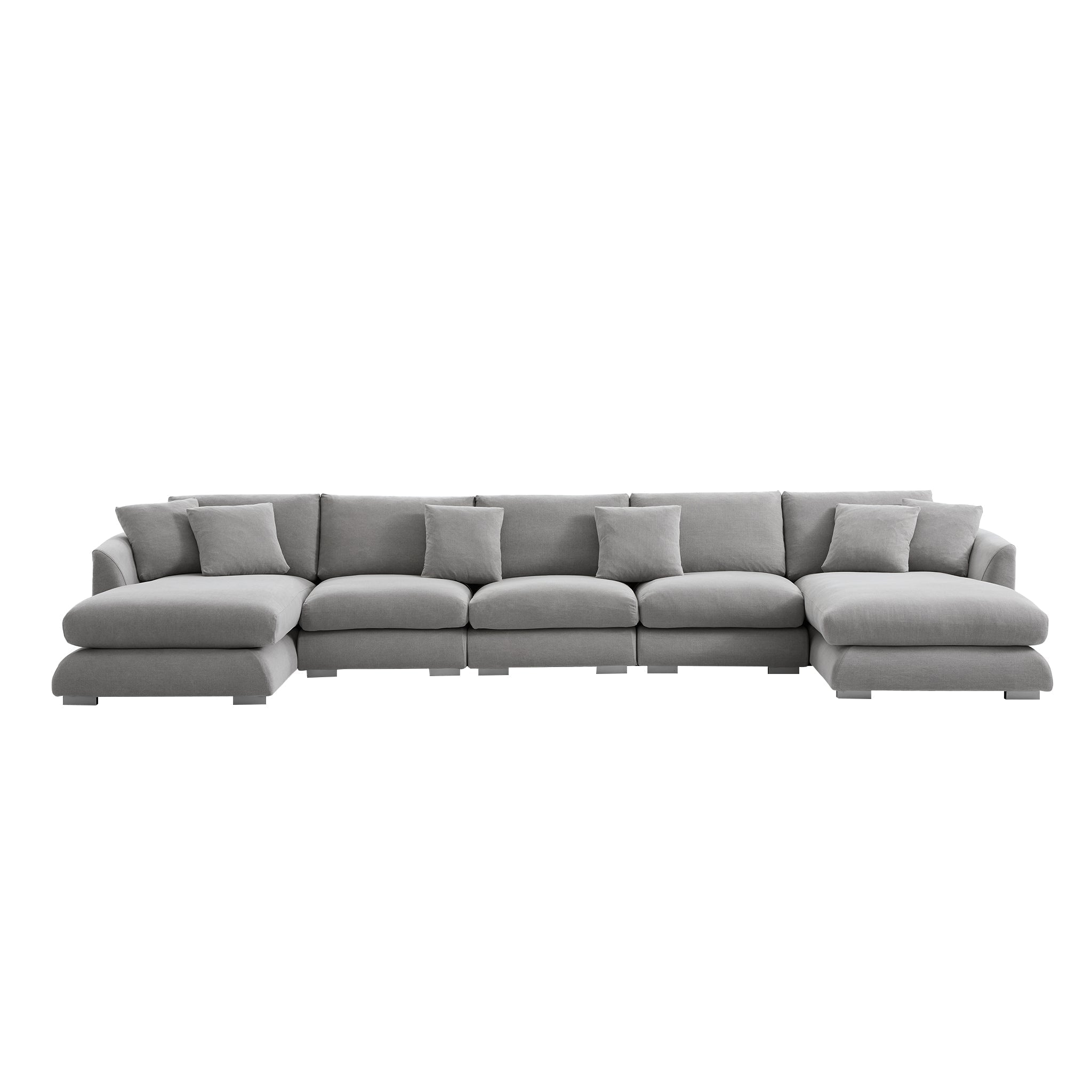 Aalto Boutique Gray Linen Feathers U Sectional