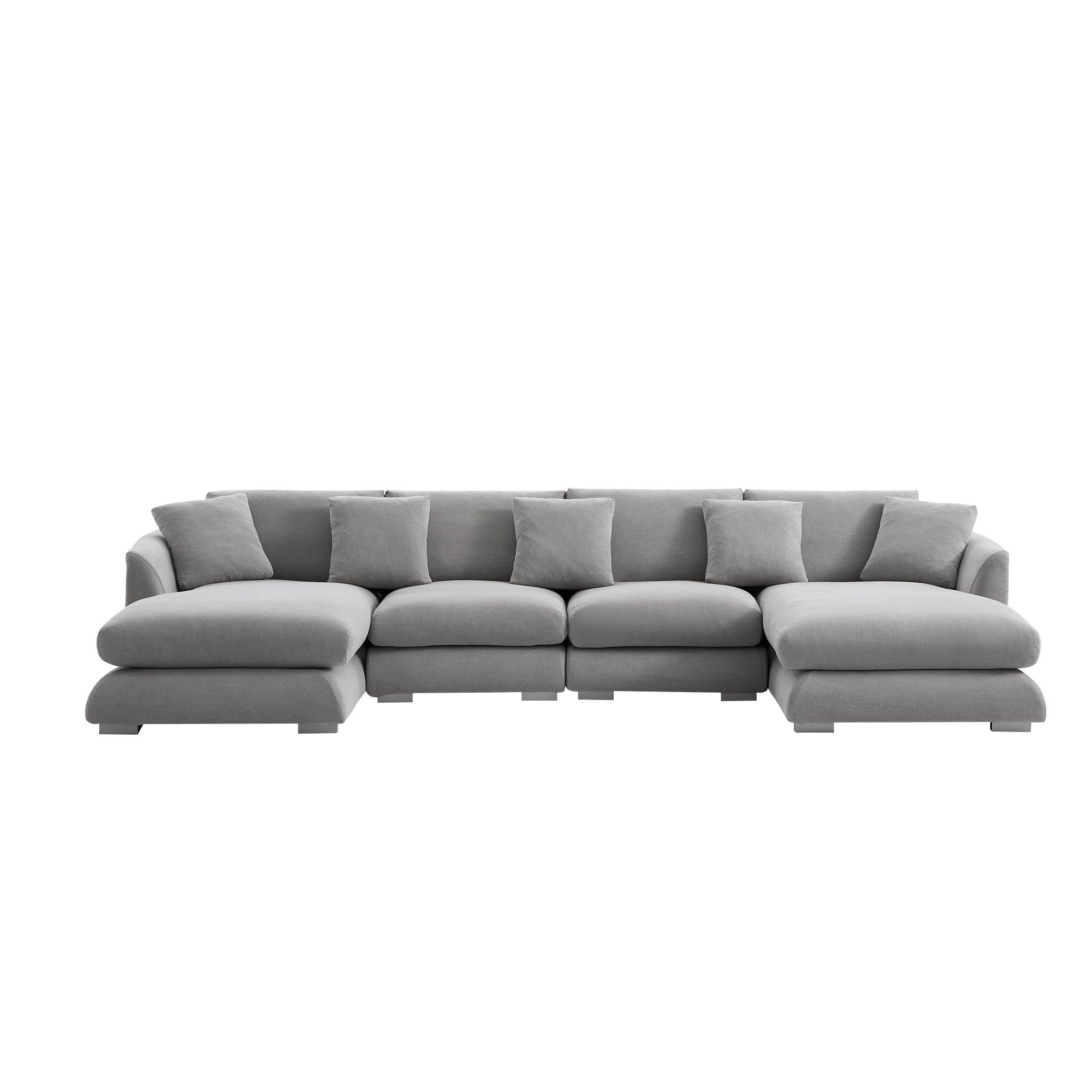 Aalto Boutique Gray Linen Feathers U Sectional