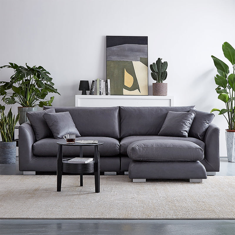 Aalto Boutique Black Feathers Loveseat and Ottoman