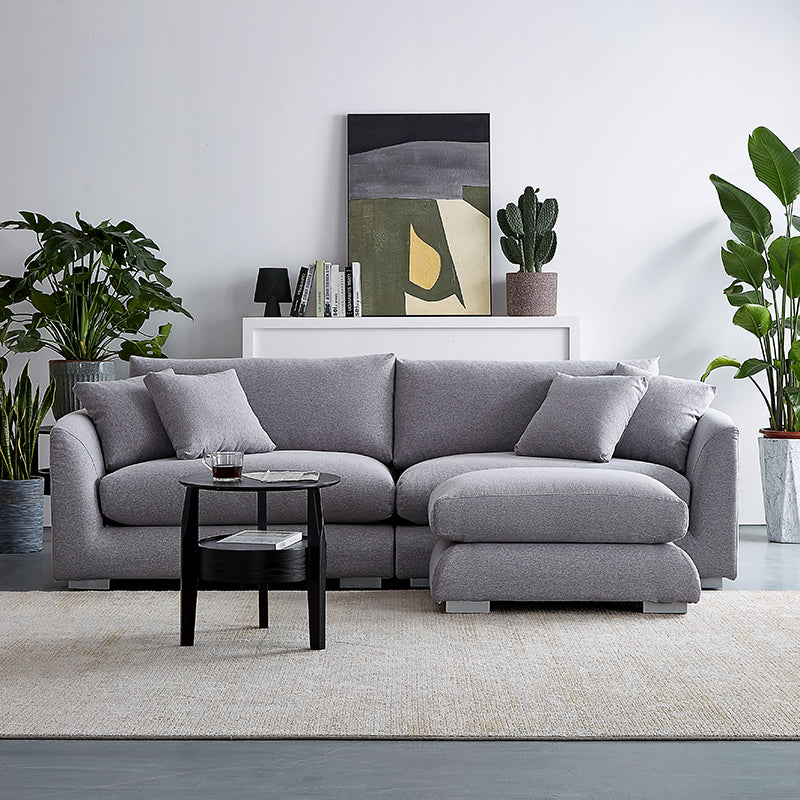 Aalto Boutique Light Grey Feathers Loveseat and Ottoman